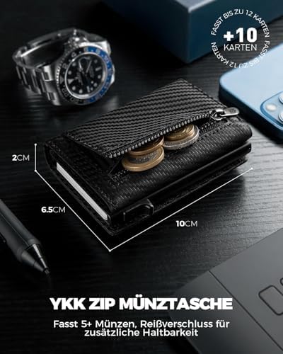 DODENSHA MagSnap Portmonee Herren | Slim Geldbörse mit RFID & Münzfach für 10+ Karten | Magnetverschluss für Alltag in S