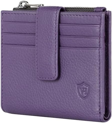 VON HEESEN Leder Kartenetui mit RFID-Schutz - Elegante Geldbörse für Damen & Herren in Violett mit Münzfach