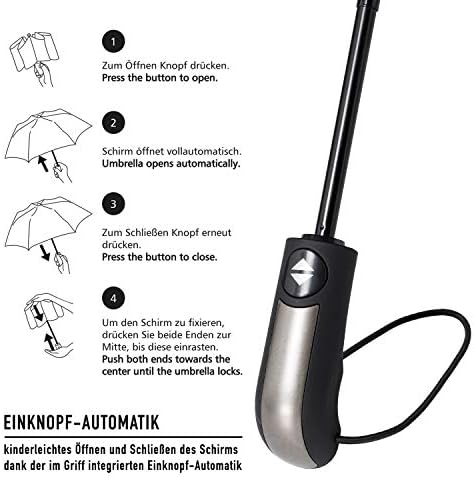 VON HEESEN Taschenschirm sturmfest bis 140 km/h - kompakt, leicht & inklusive Schirm-Tasche für Reisen