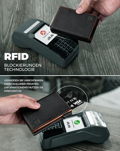 DODENSHA MagSnap Portmonee Herren | Slim Geldbörse mit RFID & Münzfach für 10+ Karten | Magnetverschluss für Alltag in S