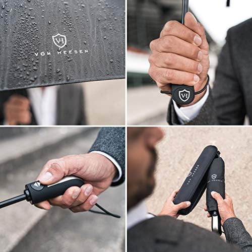 VON HEESEN Taschenschirm sturmfest bis 140 km/h - kompakt, leicht & inklusive Schirm-Tasche für Reisen