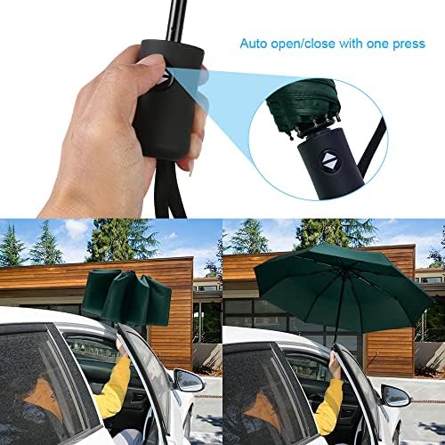 Vicloon Regenschirm - 8 Edelstahl-Rippen Automatik, kompakt & leicht für Reisen, winddicht, schwarz