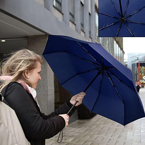 Vicloon Regenschirm - 8 Edelstahl-Rippen Automatik, kompakt & leicht für Reisen, winddicht, schwarz