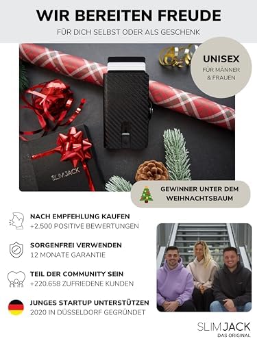 SLIMJACK Smart Wallet mit RFID-Schutz - Stilvolles Kreditkartenetui für Herren im Carbon Design