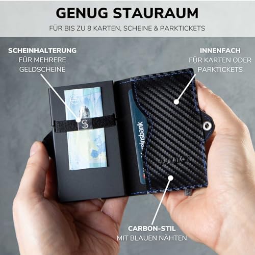 SLIMJACK Smart Wallet mit RFID-Schutz - Stilvolles Kreditkartenetui für Herren im Carbon Design
