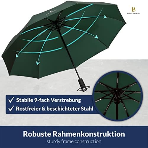 LOGAN & BARNES Sturmfester Taschenschirm Glasgow - 140 km/h Windresistenz & Teflon-Schutz