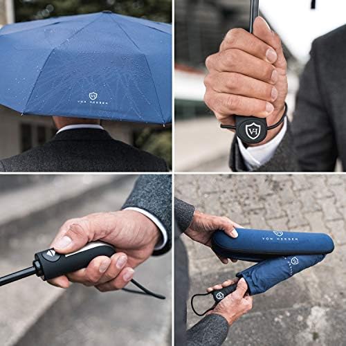 VON HEESEN Taschenschirm sturmfest bis 140 km/h - kompakt, leicht & inklusive Schirm-Tasche für Reisen