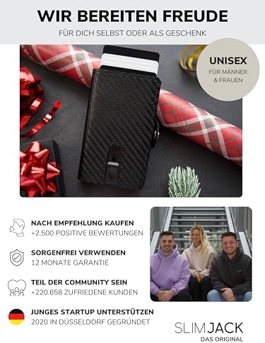 SLIMJACK Smart Wallet mit RFID-Schutz - Stilvolles Kreditkartenetui für Herren im Carbon Design