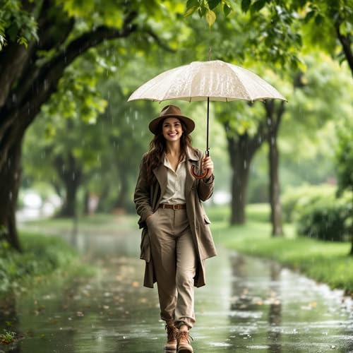 SoulRain Regenschirm schwarz – Robuster XXL Stockschirm mit Holzgriff & Automatik-Öffnung für Hochzeit/Golf/Wetterfest