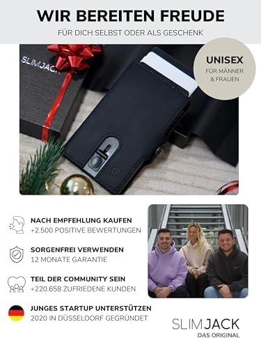 SLIMJACK Smart Wallet mit RFID-Schutz - Stilvolles Kreditkartenetui für Herren im Carbon Design