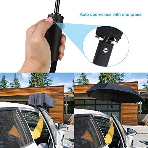 Vicloon Regenschirm - 8 Edelstahl-Rippen Automatik, kompakt & leicht für Reisen, winddicht, schwarz