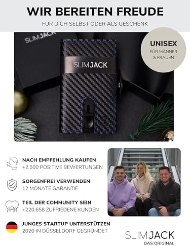 SLIMJACK Smart Wallet mit RFID-Schutz - Stilvolles Kreditkartenetui für Herren im Carbon Design