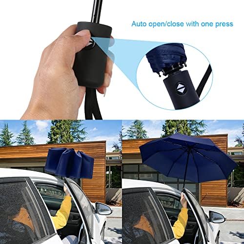 Vicloon Regenschirm - 8 Edelstahl-Rippen Automatik, kompakt & leicht für Reisen, winddicht, schwarz