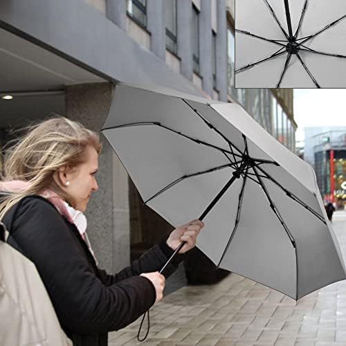Vicloon Regenschirm - 8 Edelstahl-Rippen Automatik, kompakt & leicht für Reisen, winddicht, schwarz