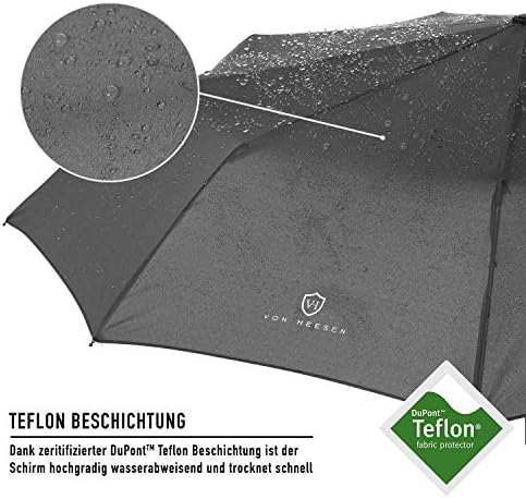 VON HEESEN Taschenschirm sturmfest bis 140 km/h - kompakt, leicht & inklusive Schirm-Tasche für Reisen