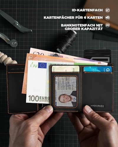 DODENSHA MagSnap Portmonee Herren | Slim Geldbörse mit RFID & Münzfach für 10+ Karten | Magnetverschluss für Alltag in S