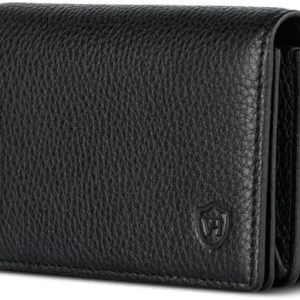 VON HEESEN Visitenkartenetui aus Leder mit RFID-Schutz - 50 Karten & 6 Fächer, ideal für Beruf & Geschenk!