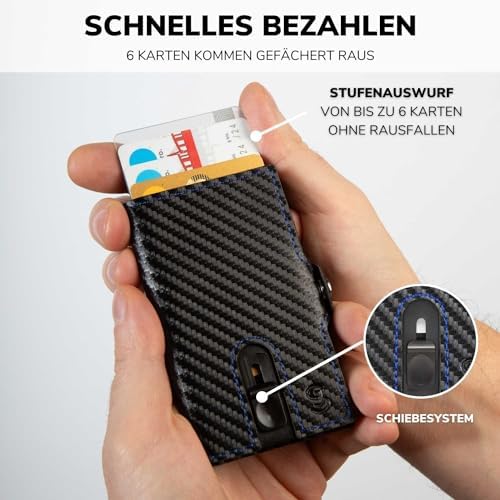 SLIMJACK Smart Wallet mit RFID-Schutz - Stilvolles Kreditkartenetui für Herren im Carbon Design
