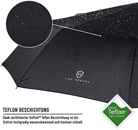 VON HEESEN Taschenschirm sturmfest bis 140 km/h - kompakt, leicht & inklusive Schirm-Tasche für Reisen