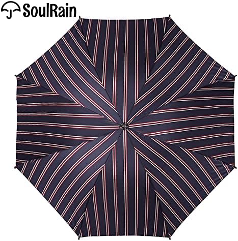 SoulRain Regenschirm schwarz – Robuster XXL Stockschirm mit Holzgriff & Automatik-Öffnung für Hochzeit/Golf/Wetterfest