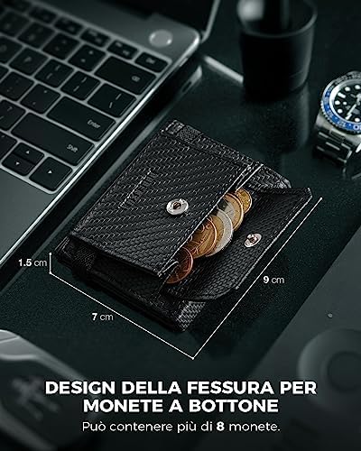 DODENSHA MagSnap Portmonee Herren | Slim Geldbörse mit RFID & Münzfach für 10+ Karten | Magnetverschluss für Alltag in S