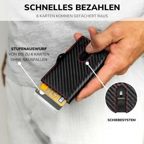 SLIMJACK Smart Wallet mit RFID-Schutz - Stilvolles Kreditkartenetui für Herren im Carbon Design