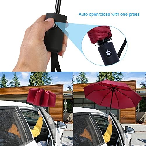 Vicloon Regenschirm - 8 Edelstahl-Rippen Automatik, kompakt & leicht für Reisen, winddicht, schwarz