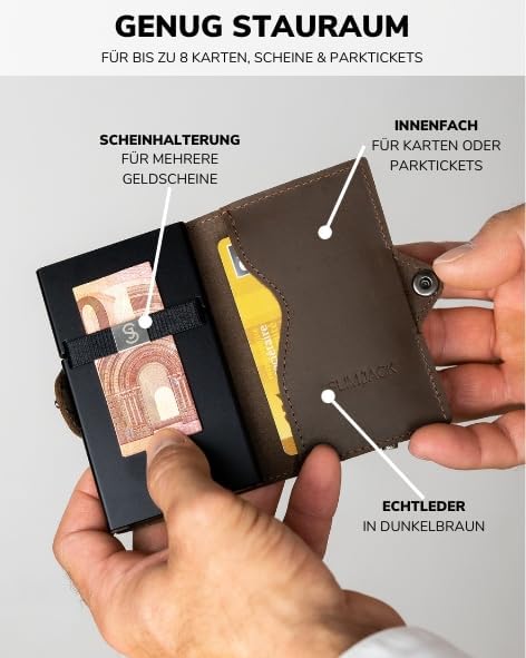 SLIMJACK Smart Wallet mit RFID-Schutz - Stilvolles Kreditkartenetui für Herren im Carbon Design