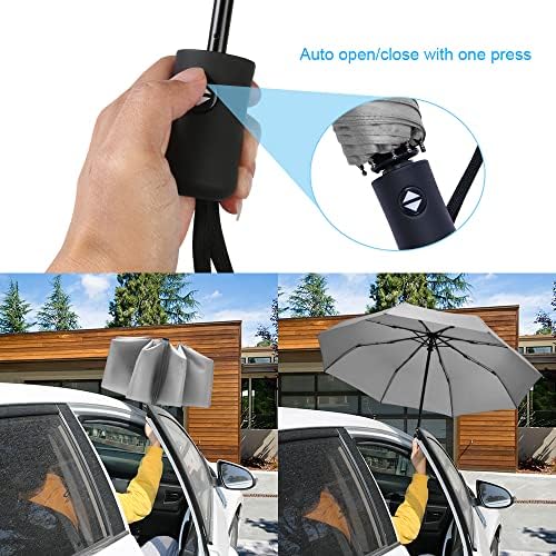 Vicloon Regenschirm - 8 Edelstahl-Rippen Automatik, kompakt & leicht für Reisen, winddicht, schwarz