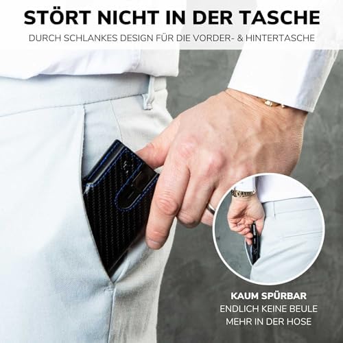 SLIMJACK Smart Wallet mit RFID-Schutz - Stilvolles Kreditkartenetui für Herren im Carbon Design