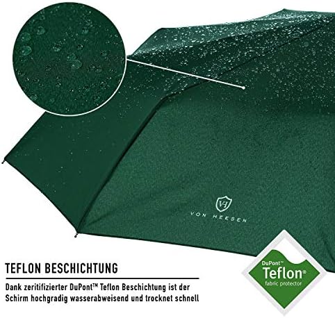 VON HEESEN Taschenschirm sturmfest bis 140 km/h - kompakt, leicht & inklusive Schirm-Tasche für Reisen