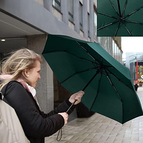Vicloon Regenschirm - 8 Edelstahl-Rippen Automatik, kompakt & leicht für Reisen, winddicht, schwarz