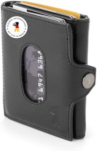 Berliner Bags Slim Wallet Hamburg - Premium Leder Geldbörse mit RFID-Schutz für Herren, ideal für Alltag & Reisen - Schw