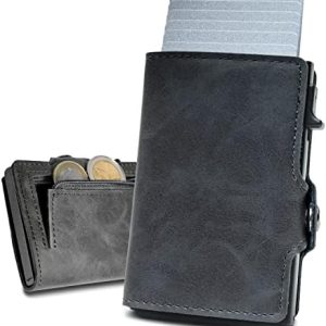 Slimfin Slim Wallet mit Münzfach - RFID geschütztes Kartenetui für Herren - Praktischer Geldbeutel in Grau