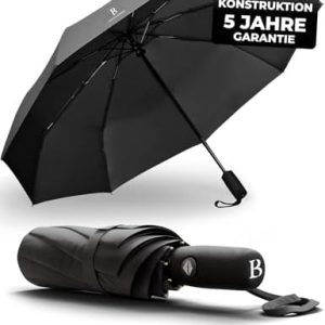 LOGAN & BARNES Sturmfester Regenschirm Boston bis 140 km/h - Kompakter Teflon-Taschenschirm für jede Wetterlage