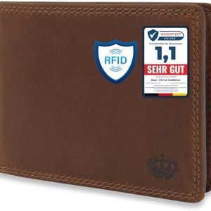 Baur Herren Geldbörse aus echtem Leder | RFID Schutz & Münzfach | Dunkelbraune Geldtasche für Alltag